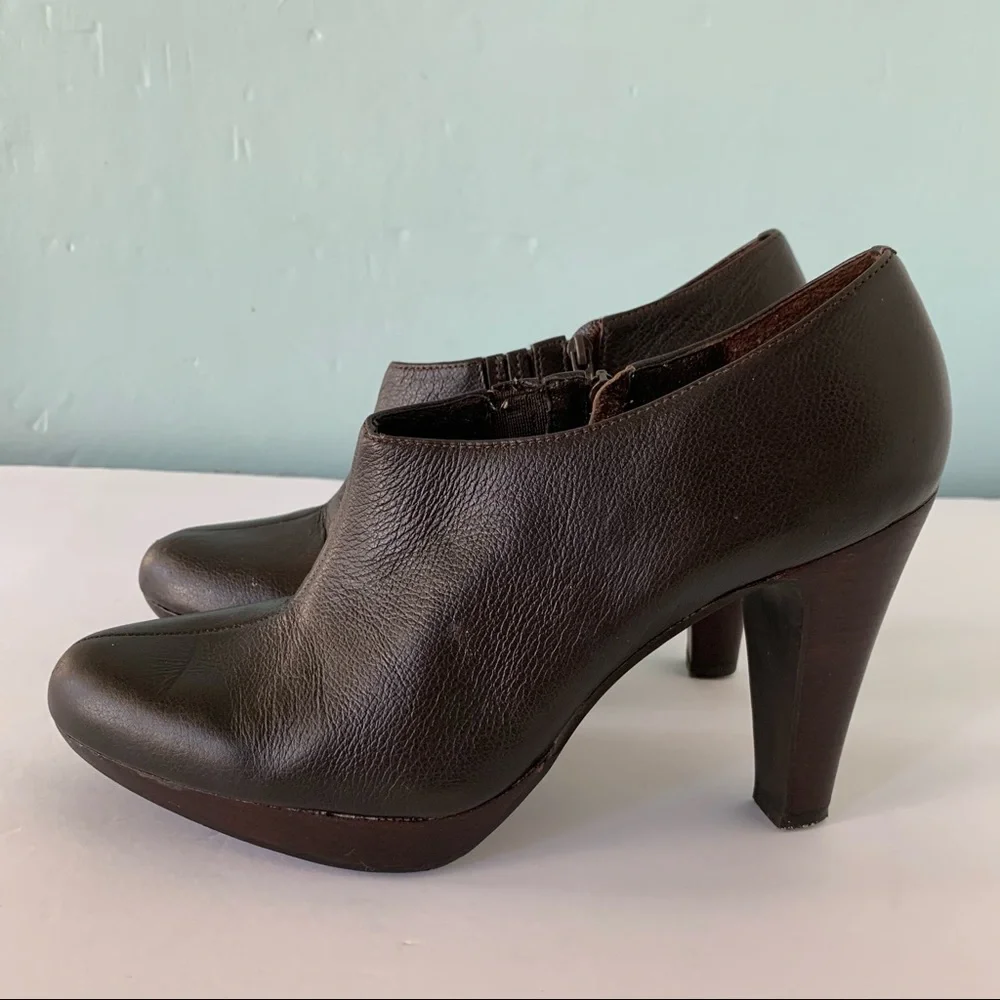 Matisse Booties Brown Leather Platform High Heel Inside Zipper 8.5M